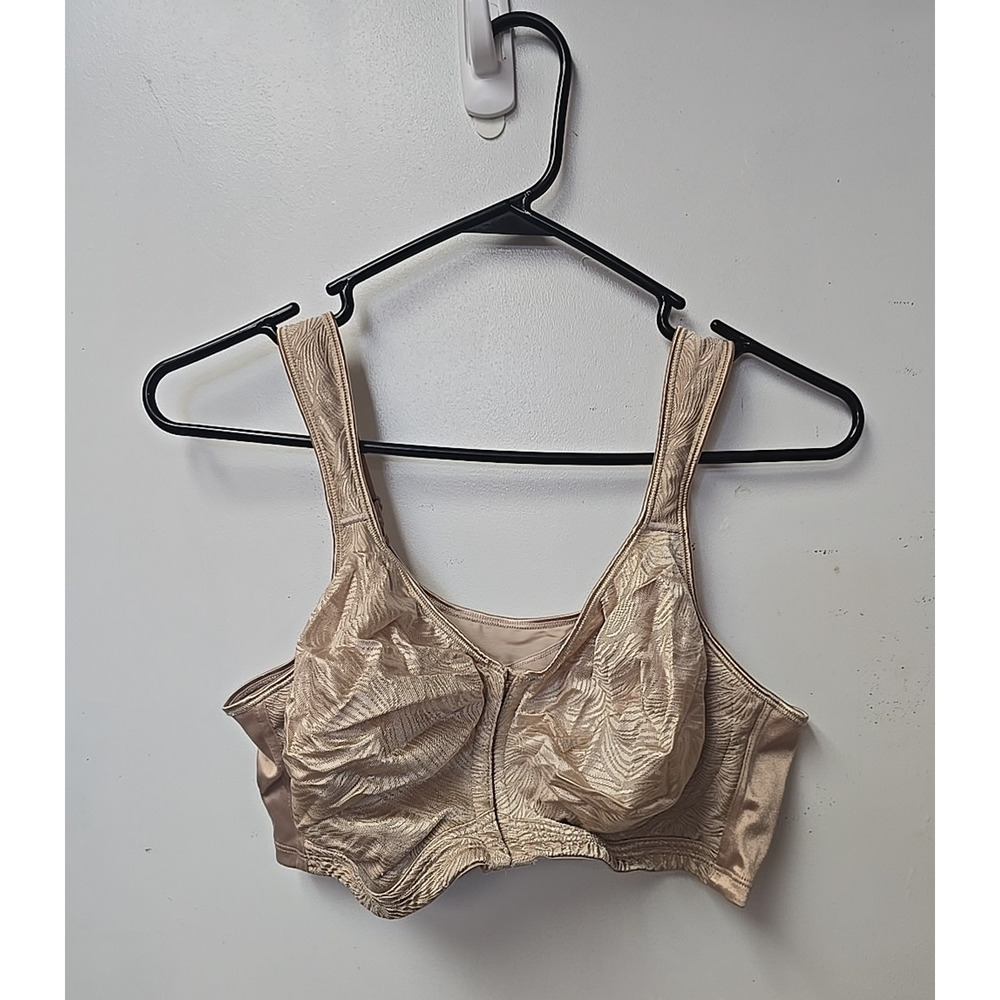 Playtex Beige Front Closure Full Figure Back Posture Support Wire Free Size 44D